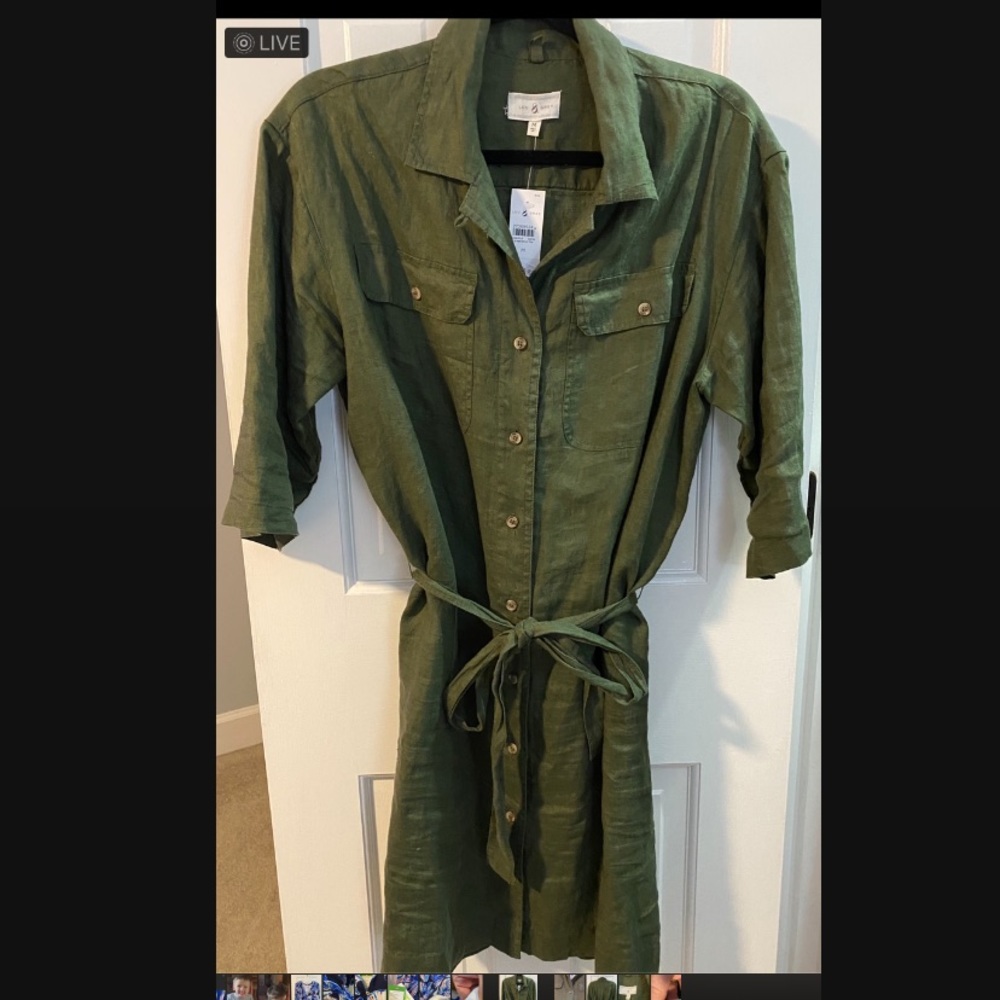 NWT Lou & Grey Loft Olive Green Shirt Dress